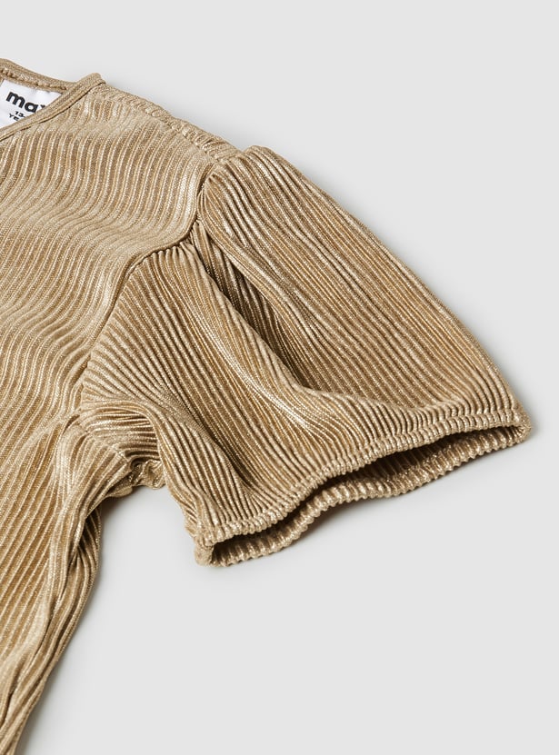 Girls Ribbed Metallic Top