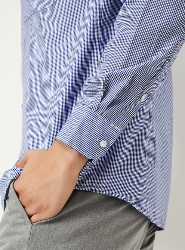 Men Houndstooth Slim Fit Shirt