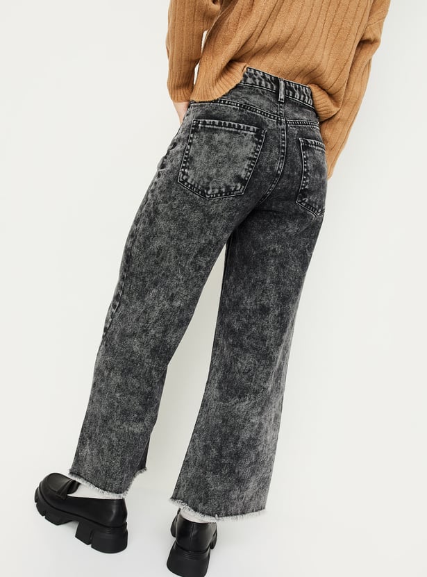 Women Washed Wide Leg Jeans