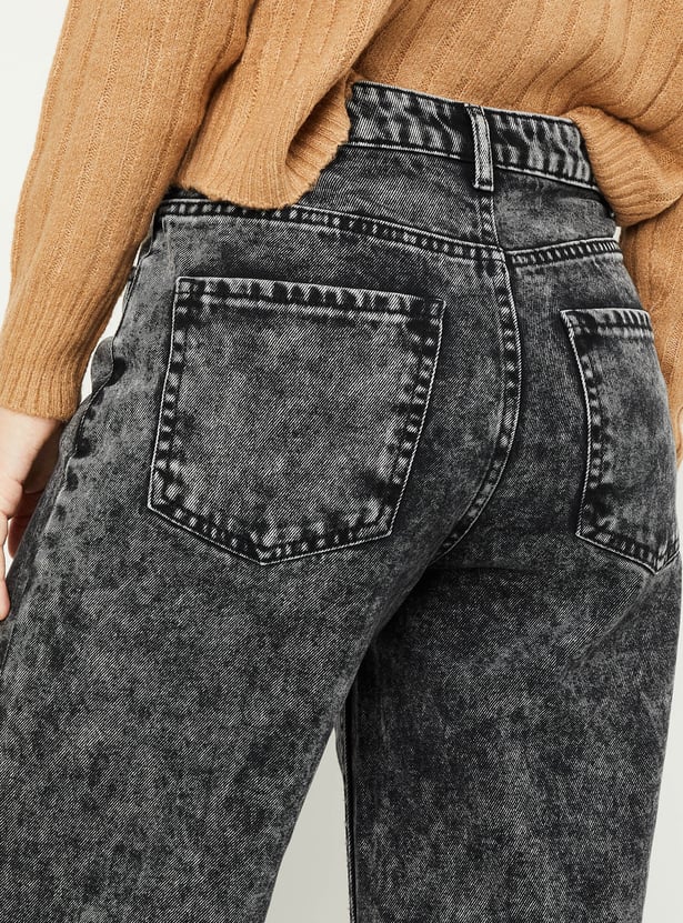 Women Washed Wide Leg Jeans