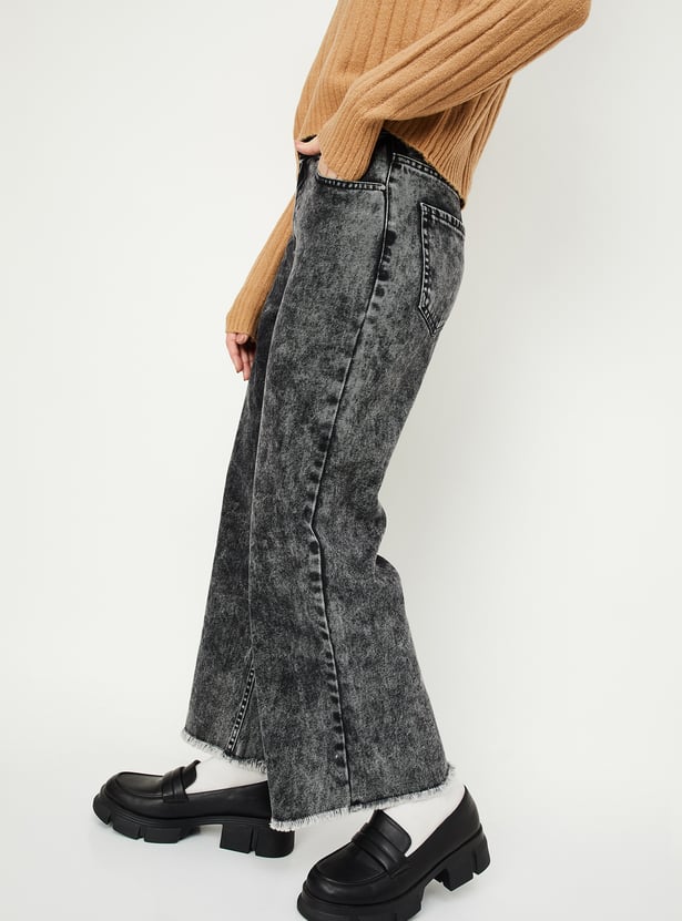 Women Washed Wide Leg Jeans