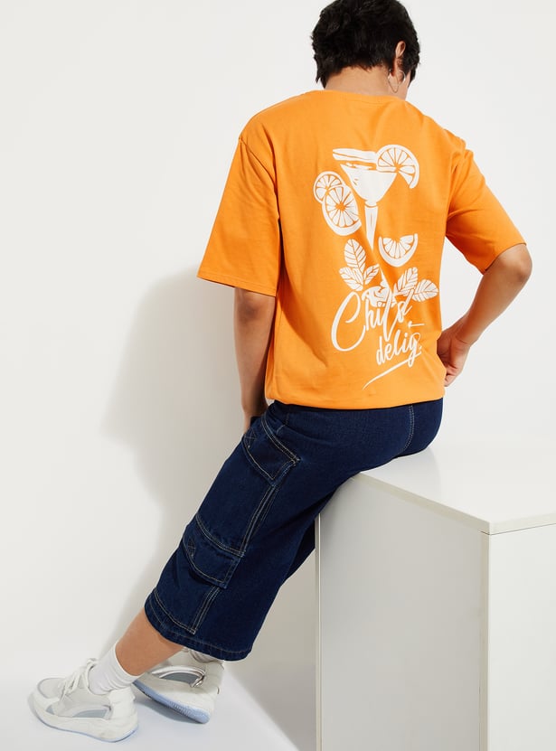 URB_N Women Oversized Back Printed T-shirt