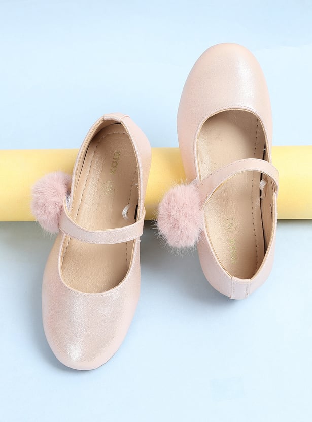 Buy Girls Metallic Mary Janes with Pompom Online at just Rs
