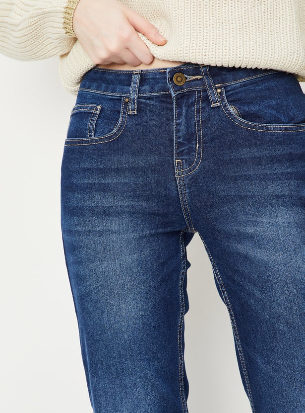 Women Washed Kick Flare Jeans