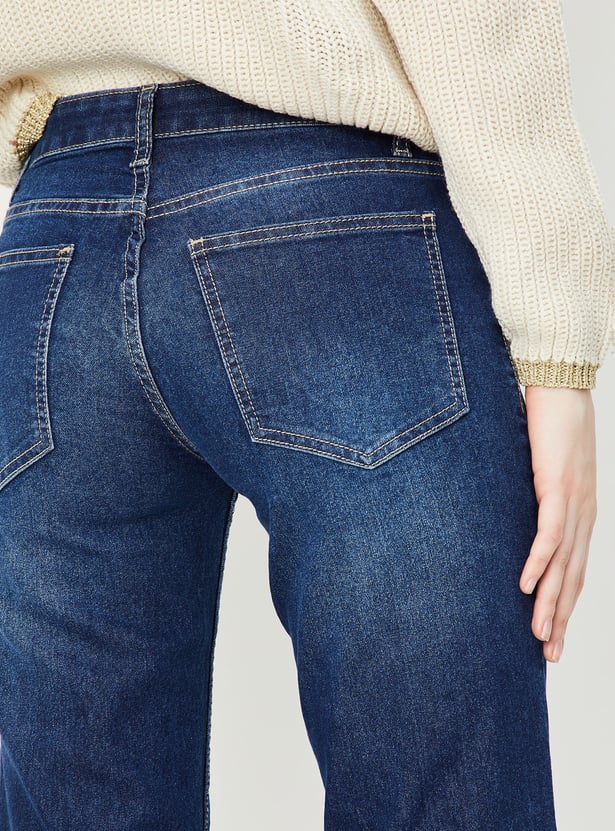 Women Washed Kick Flare Jeans