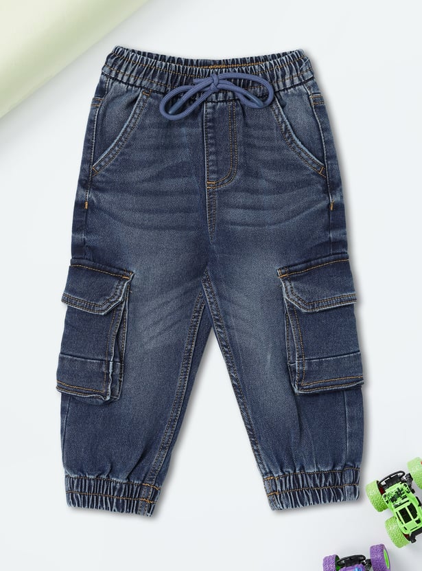 Boys Whiskered Denim Cargo Joggers