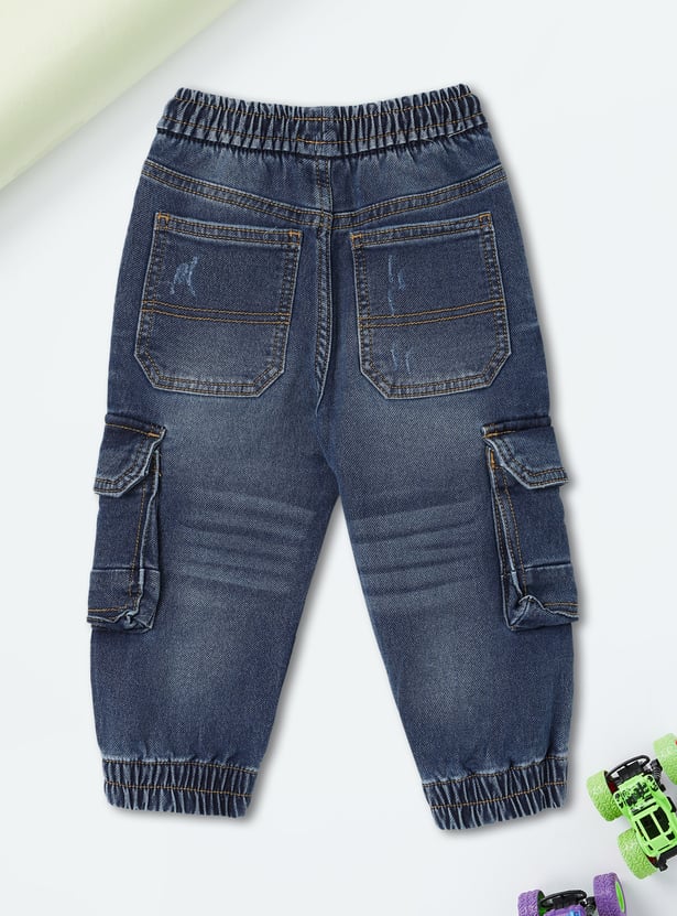 Boys Whiskered Denim Cargo Joggers