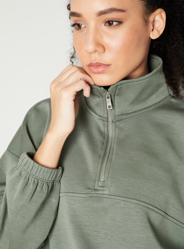 Buy Women Solid Athleisure Sweatshirt Online at just Rs