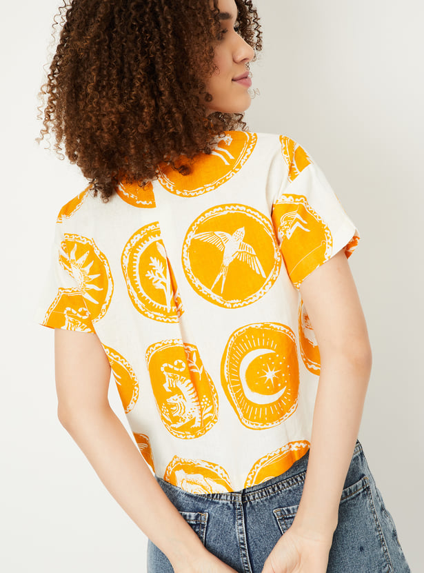 Women Printed Cropped Shirt