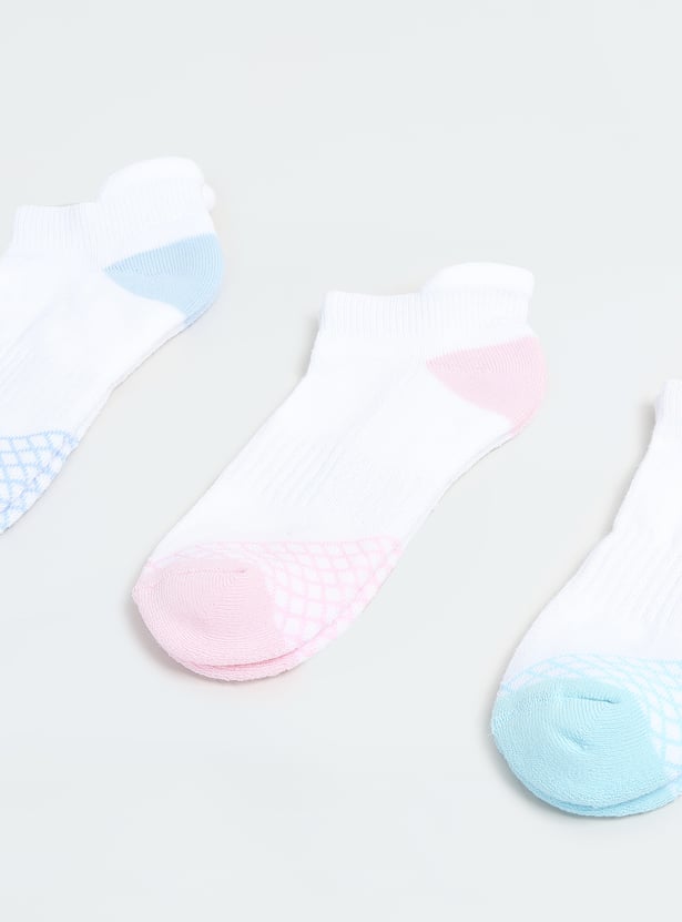 Girls Colourblock Ankle Length Socks - Pack of 3