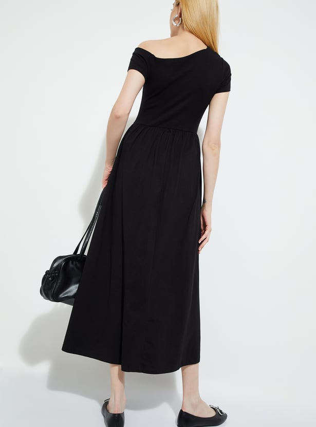 Buy URB_N Women Ribbed One-shoulder Midi Dress Online at Buy URB_N Women Ribbed One-shoulder Midi Dress Online at