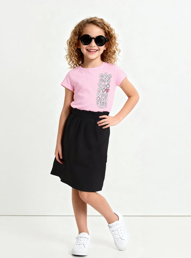 Girls Solid Mini Skirt