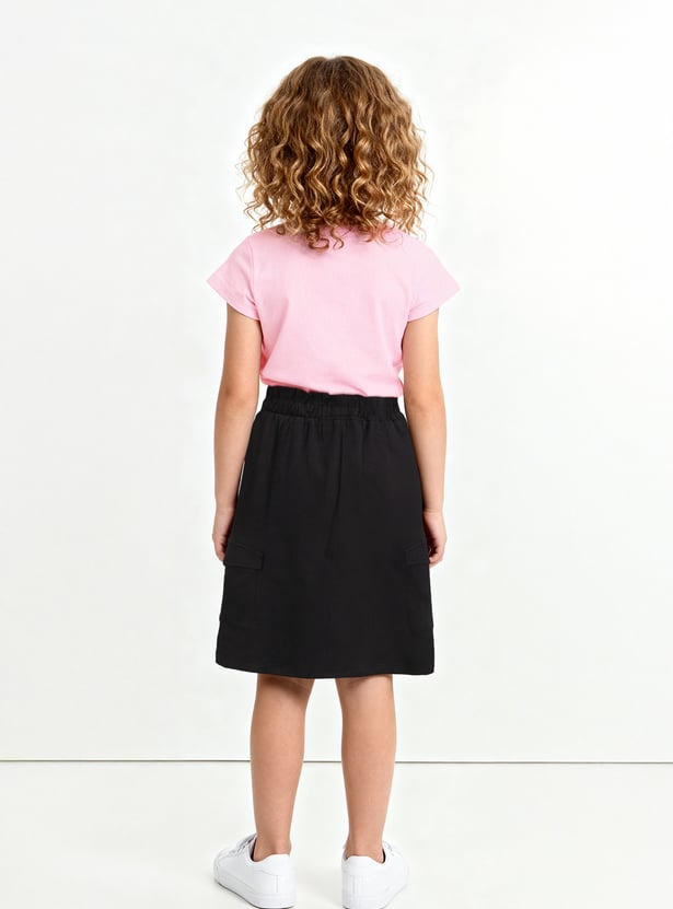 Girls Solid Mini Skirt