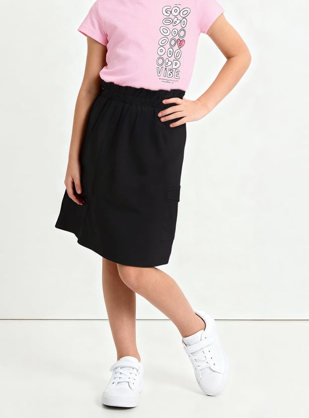 Girls Solid Mini Skirt