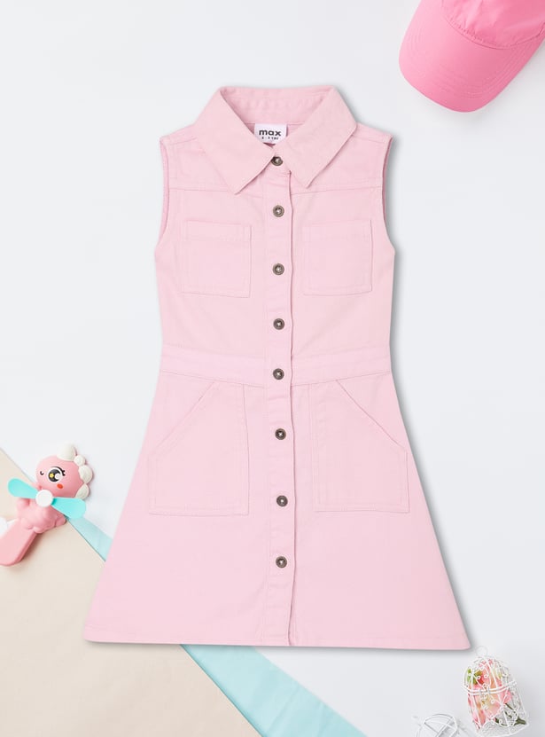 Girls Solid A-line Dress