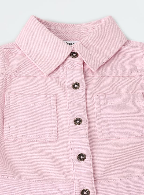 Girls Solid A-line Dress