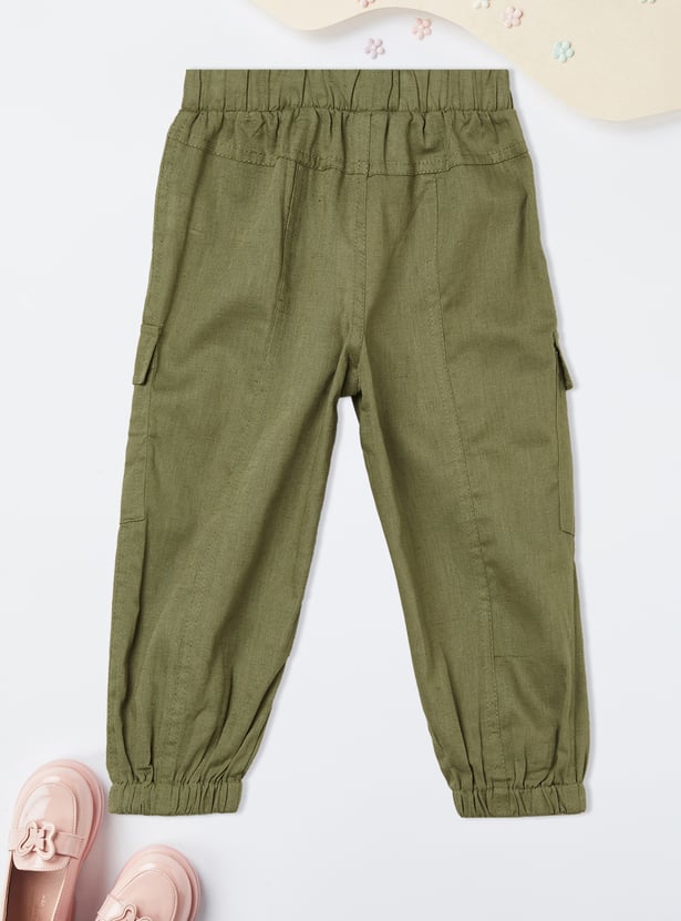 Girls Solid Cargo Joggers