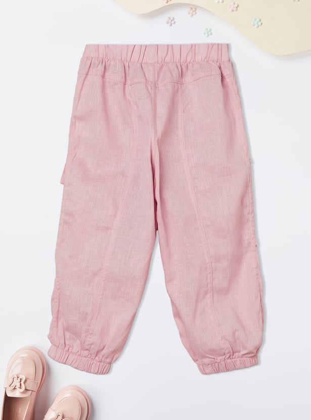 Girls Solid Cargo Joggers