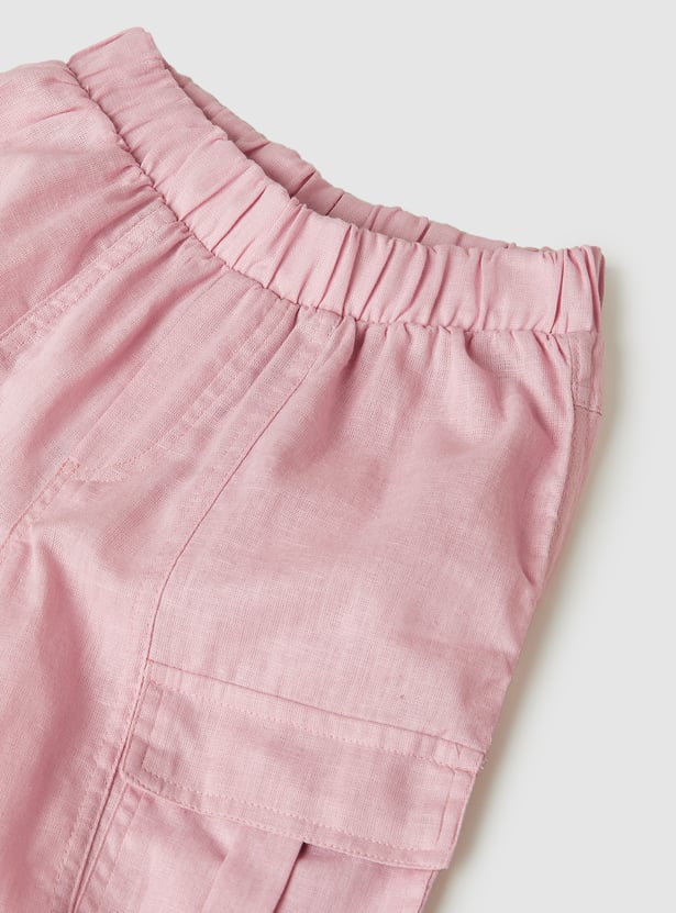 Girls Solid Cargo Joggers