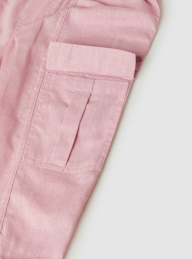 Girls Solid Cargo Joggers