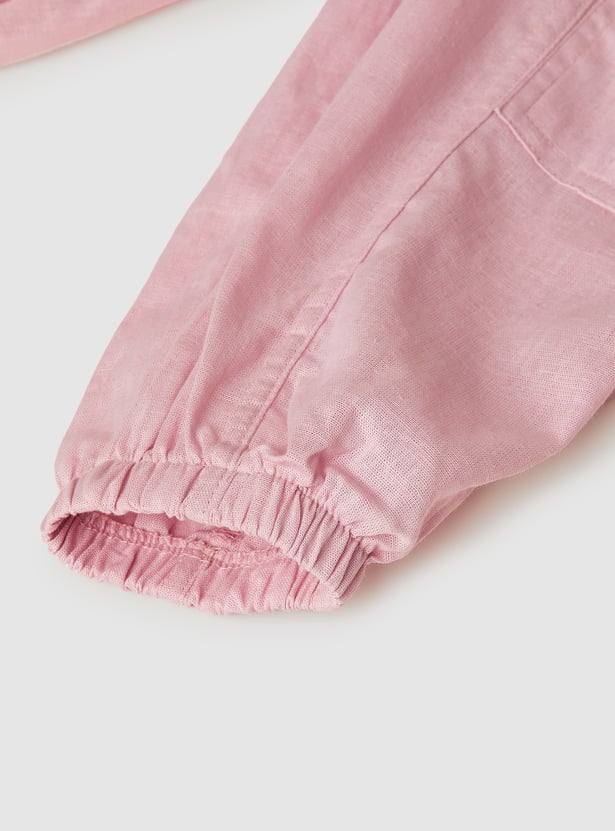 Girls Solid Cargo Joggers