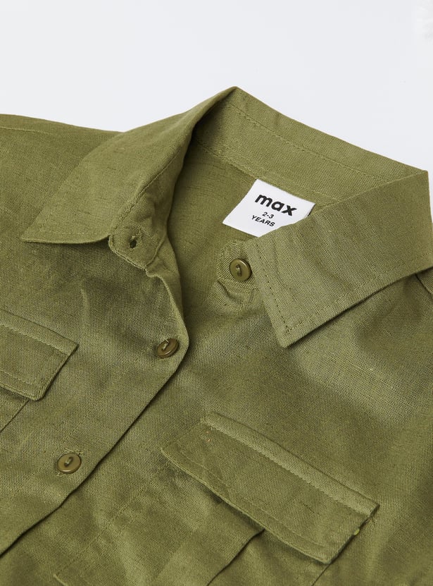 Girls Solid Shirt-style Top
