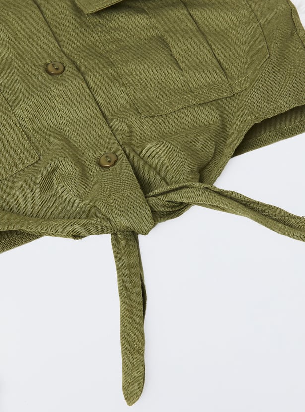 Girls Solid Shirt-style Top