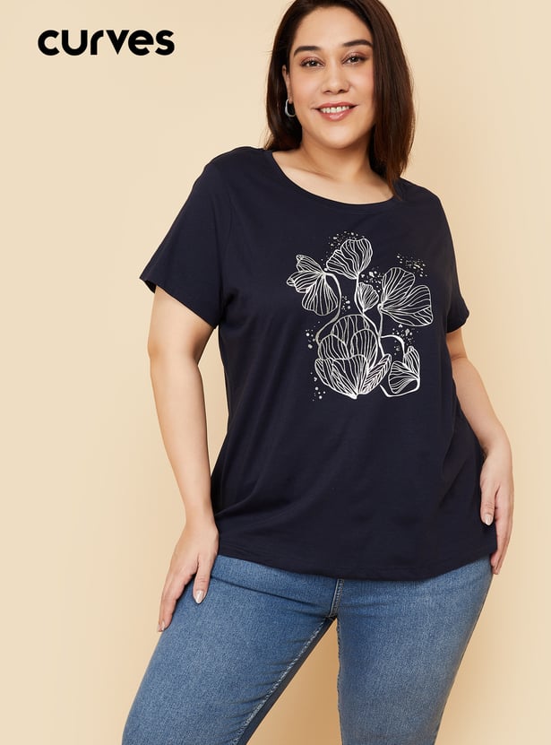 Women Metallic Printed T-shirt