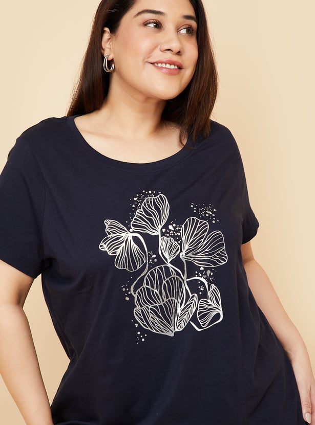 Women Metallic Printed T-shirt