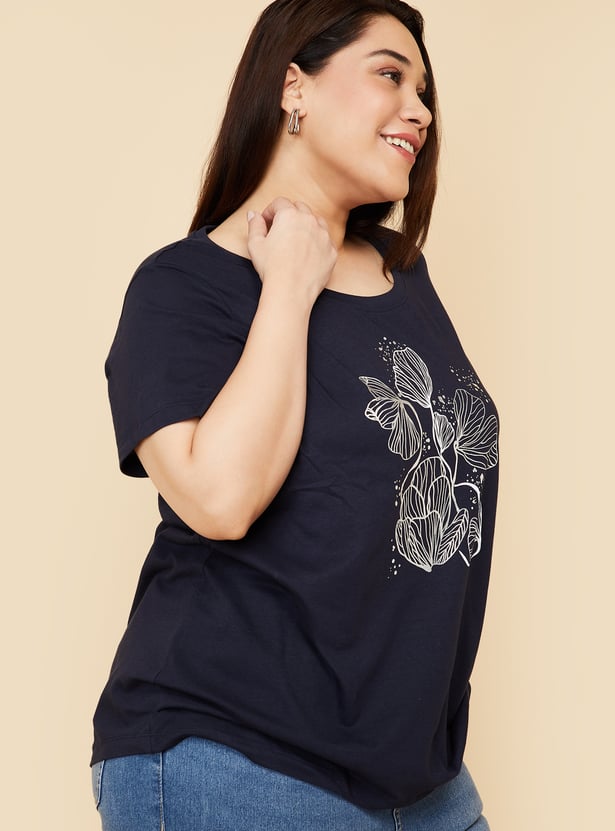 Women Metallic Printed T-shirt