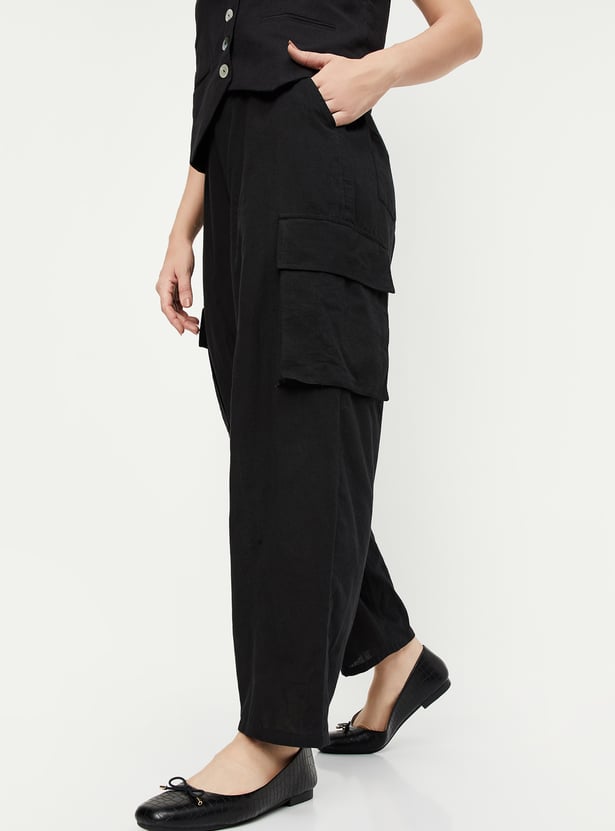 Women Solid Cargo Trousers