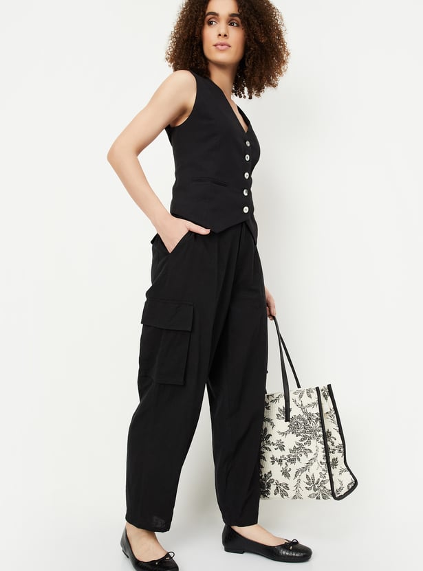 Women Solid Cargo Trousers