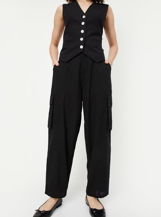 Women Solid Cargo Trousers