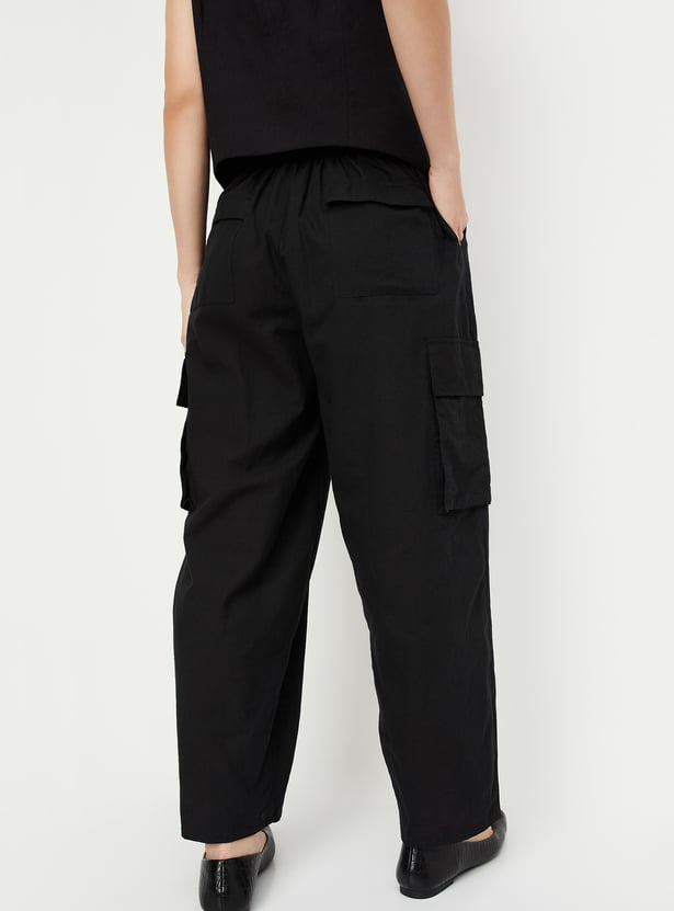 Women Solid Cargo Trousers