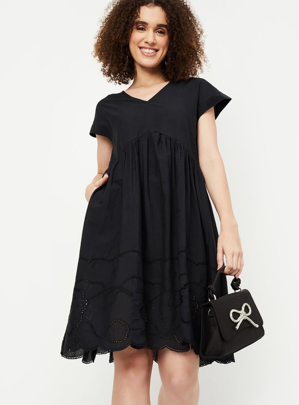 Women Schiffli A-line Dress