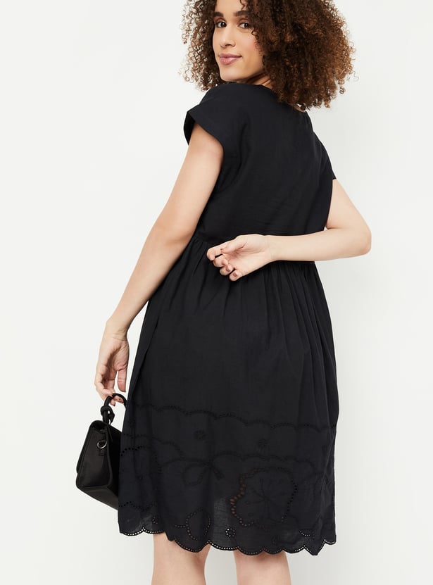 Women Schiffli A-line Dress