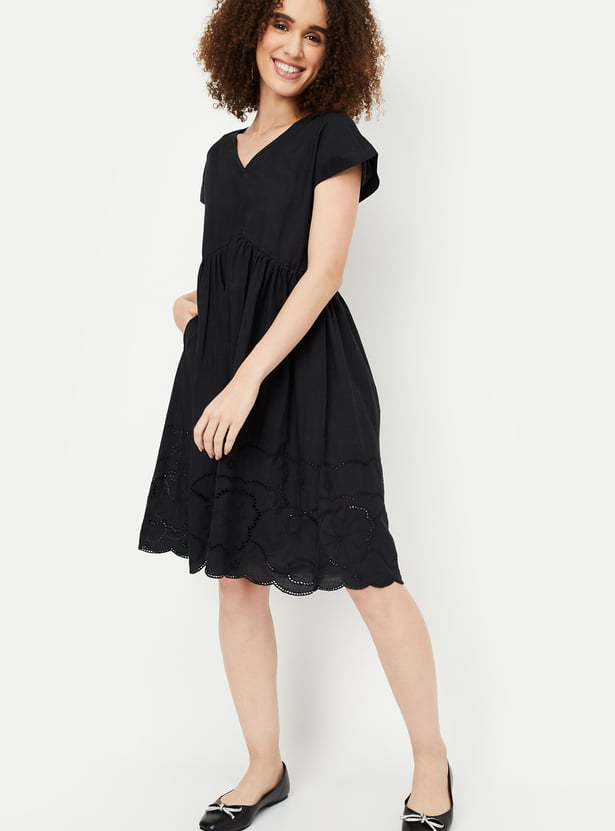 Women Schiffli A-line Dress