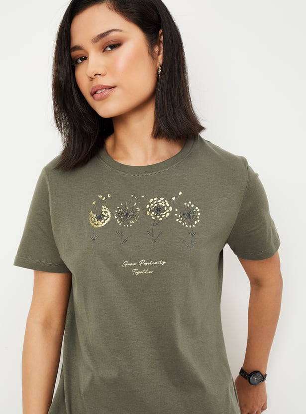 Women Foil Print T-shirt