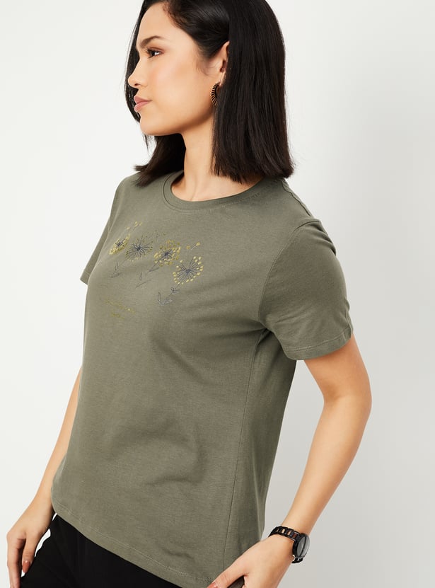 Women Foil Print T-shirt