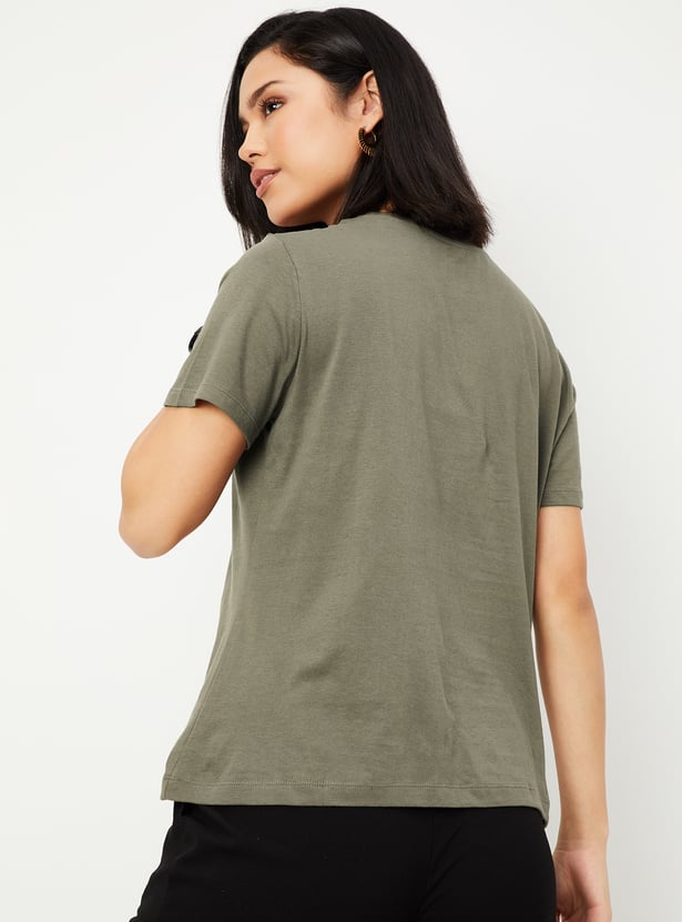 Women Foil Print T-shirt