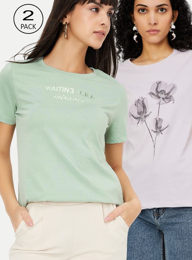 Women Printed T-shirts - Pack of 2