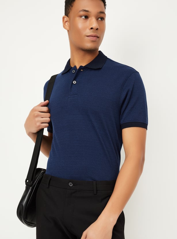 Buy Men Knitted Polo T-shirt Online at just Rs. 799.0