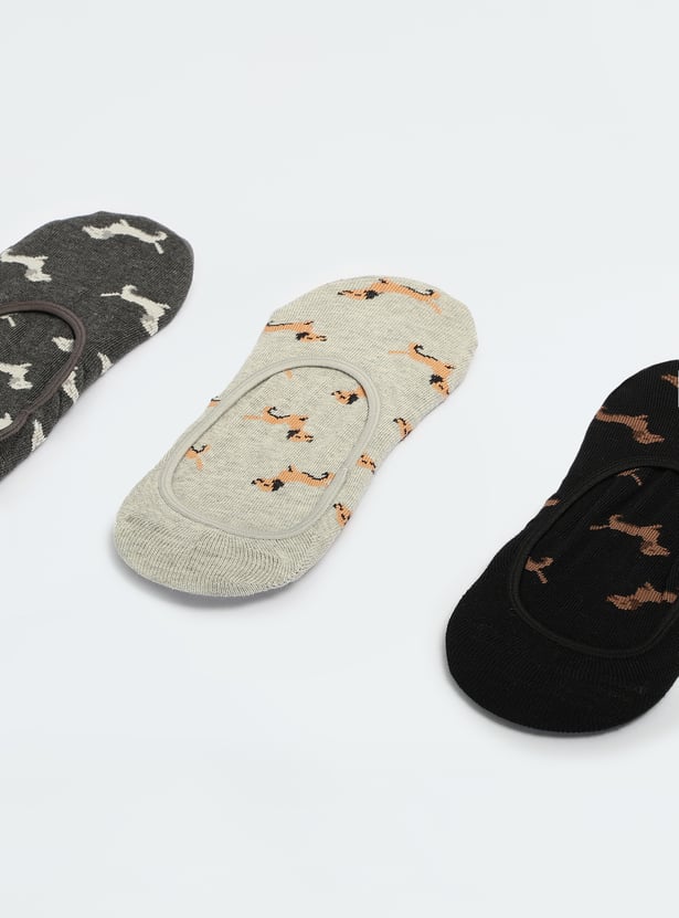Women Patterned No Show Socks - Pack of 3