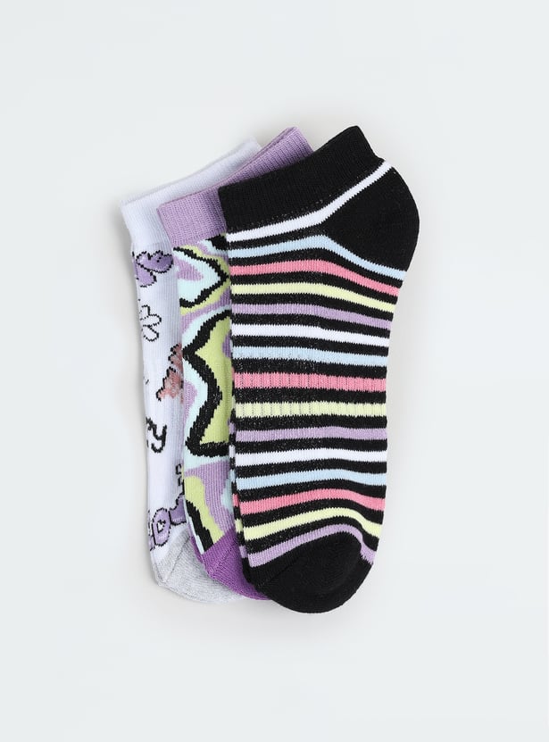 Girls Assorted Ankle-Length Socks - Pack of 3