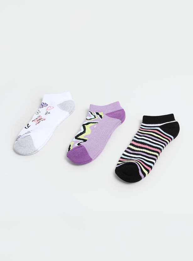 Girls Assorted Ankle-Length Socks - Pack of 3
