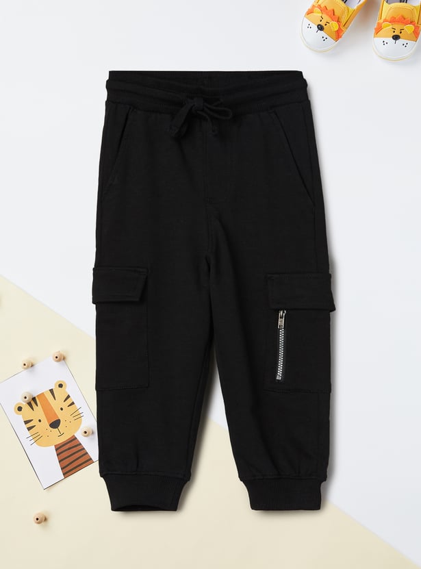 Boys Solid Knit Cargo Joggers