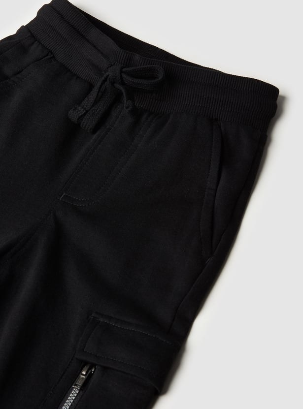 Boys Solid Knit Cargo Joggers