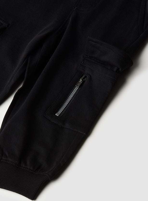 Boys Solid Knit Cargo Joggers