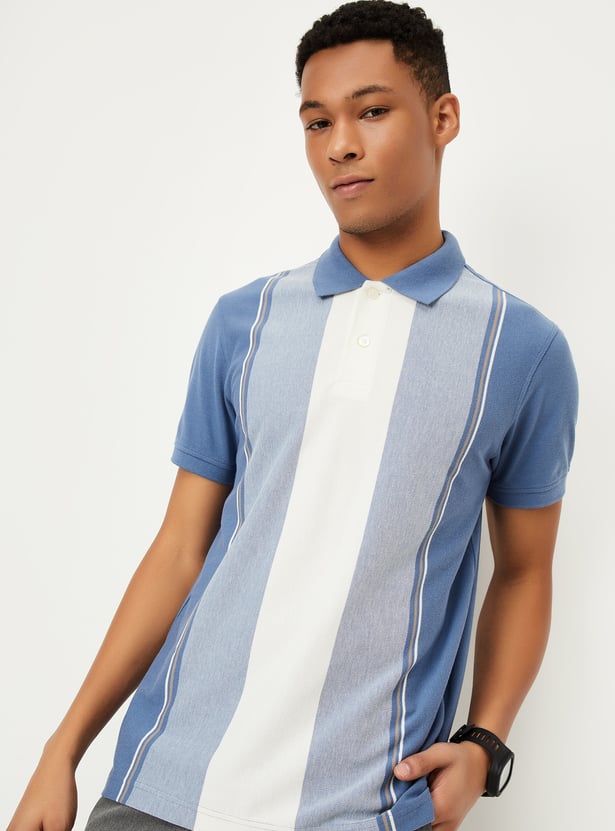 Men Striped Polo T-shirt