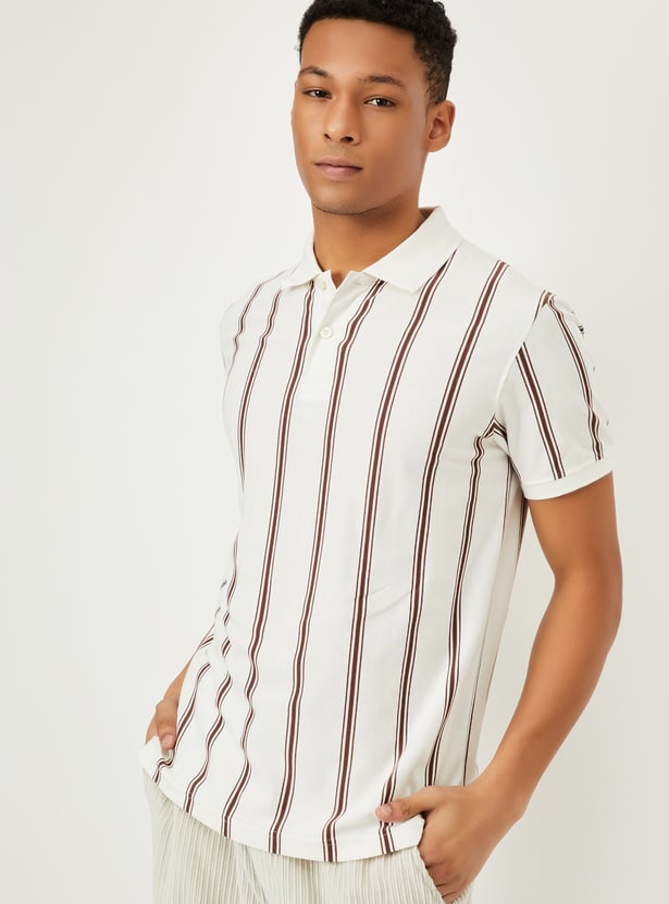 Men Striped Polo T-shirt
